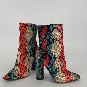 Colorful snakeskin boots